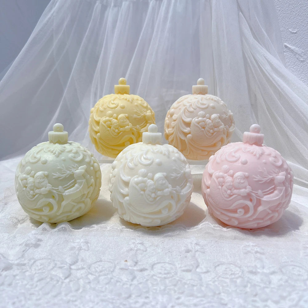 Five Designs Christmas Ball Silicone Candle Molds