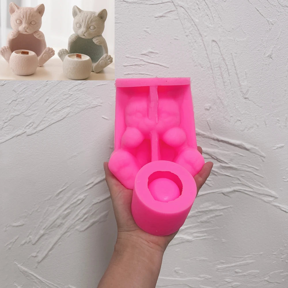 French Bulldog Puppy Hollow Candle Holder Silicone Mold