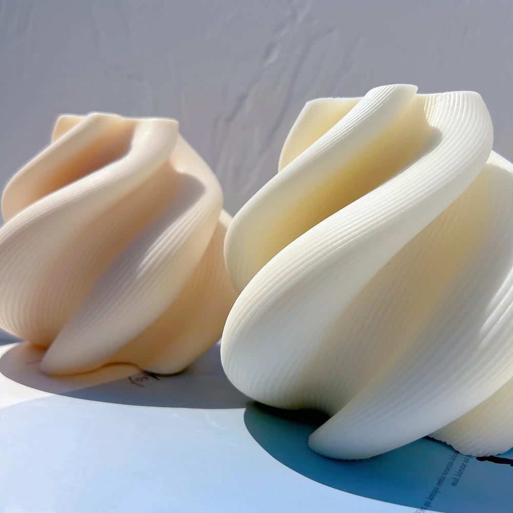 Big Size Geometric Wave Twirl Candle Mold