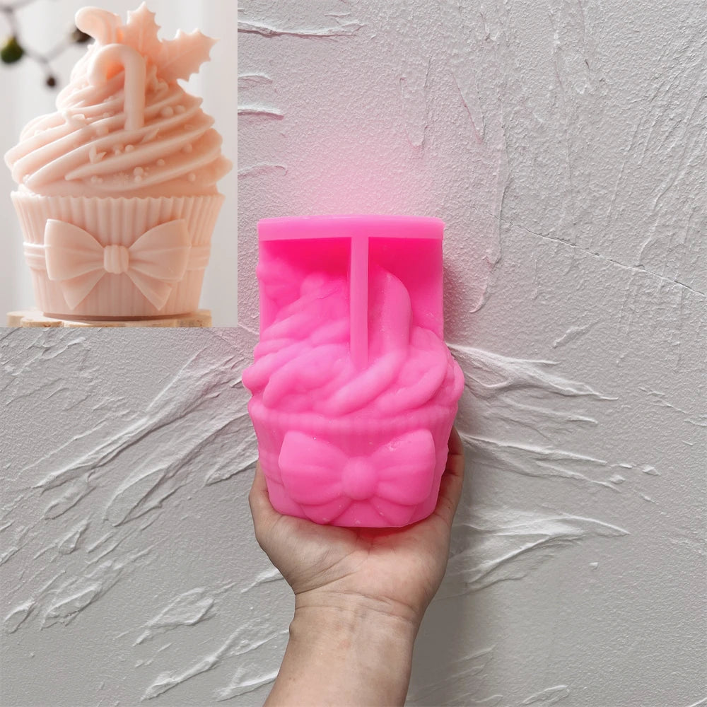 Christmas Cupcake Snow House & Poinsettia Silicone Candle Mold