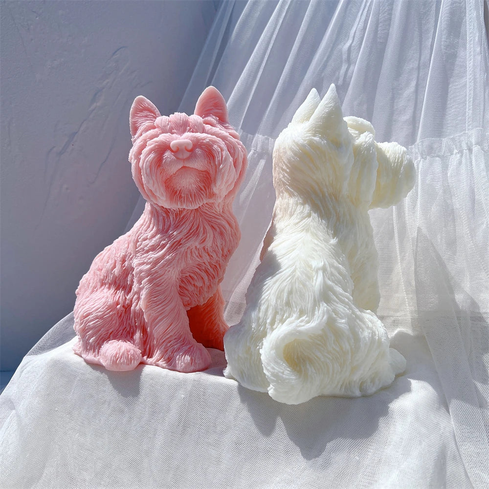 Yorkshire Terrier Dog Statue Candle Silicone Mold