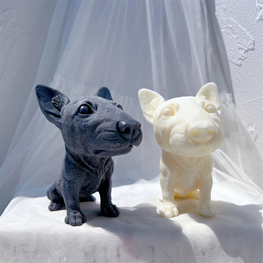 Bullhead Terrier Statue Candle Silicone Mold