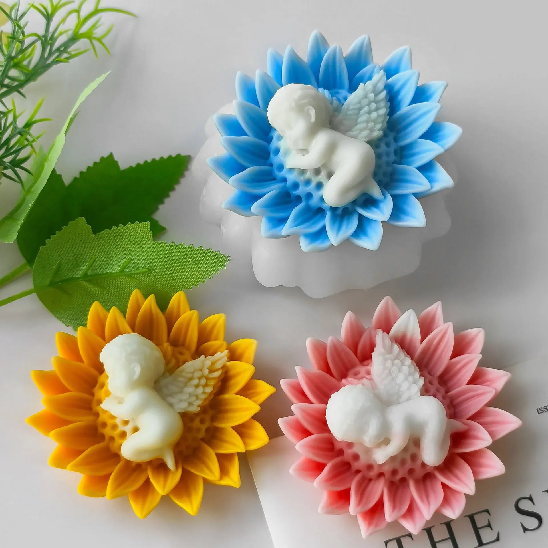 3D Flower Silicone Mold with Baby Angel