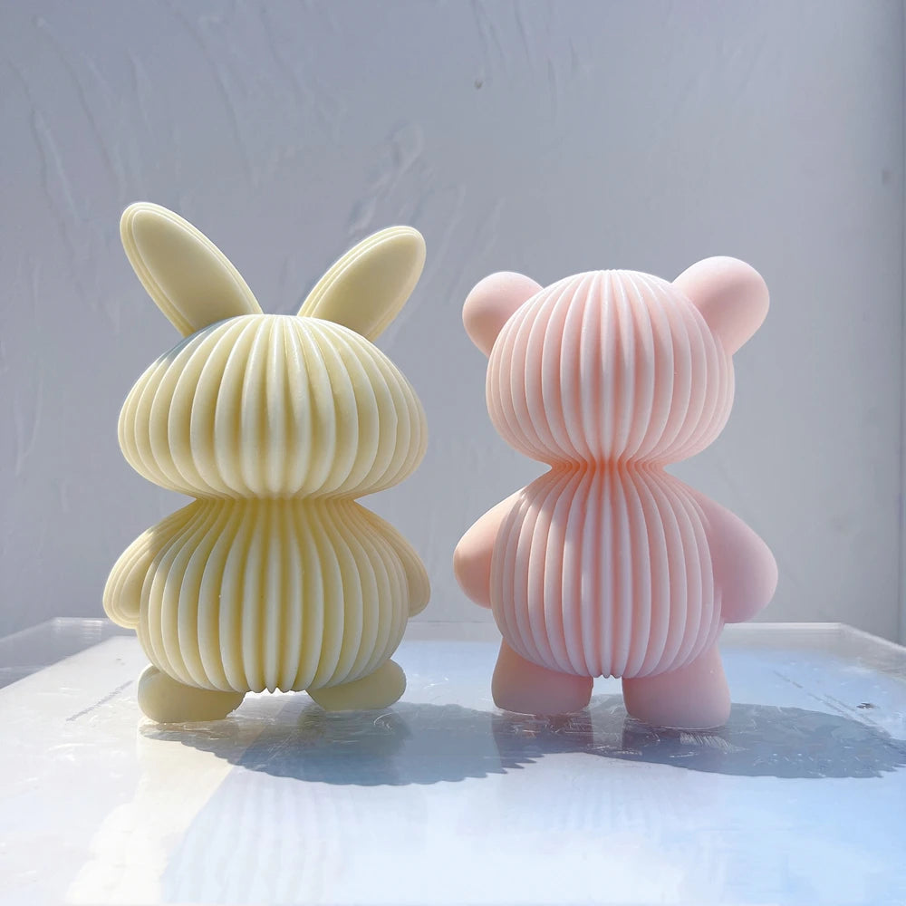 Ribbed Bear & Rabbit Candle Mold