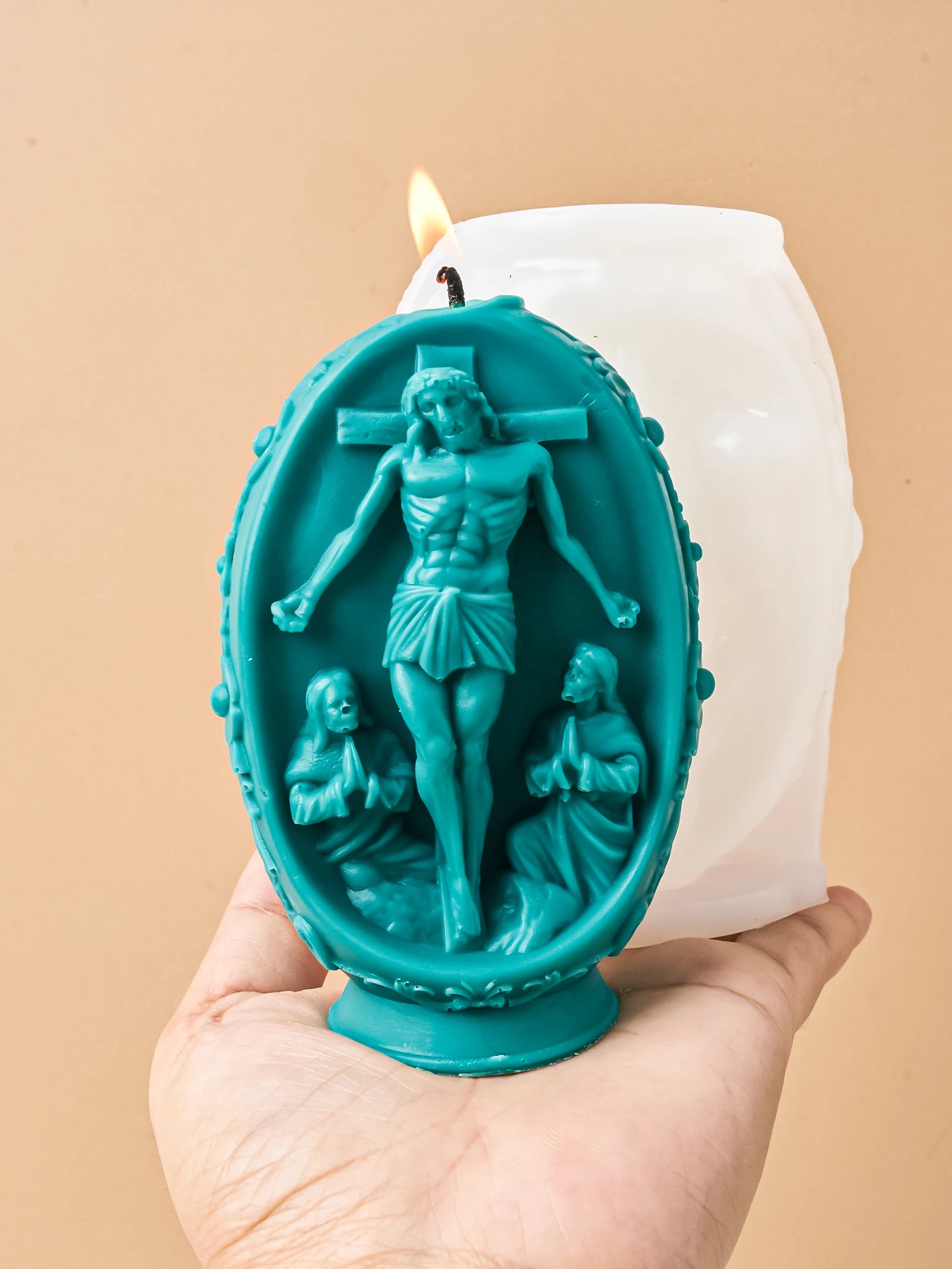 DIY 3D Jesus and Virgin Mary Easter Egg Silicone Candle Mold
