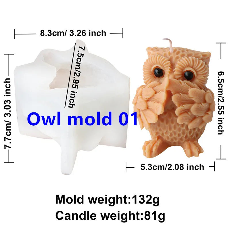 3D Owl Silicone Candle Mold
