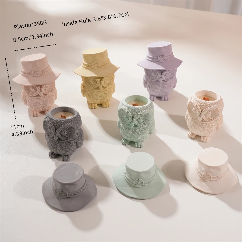 Owl Candle Jar Concrete Silicone Mold