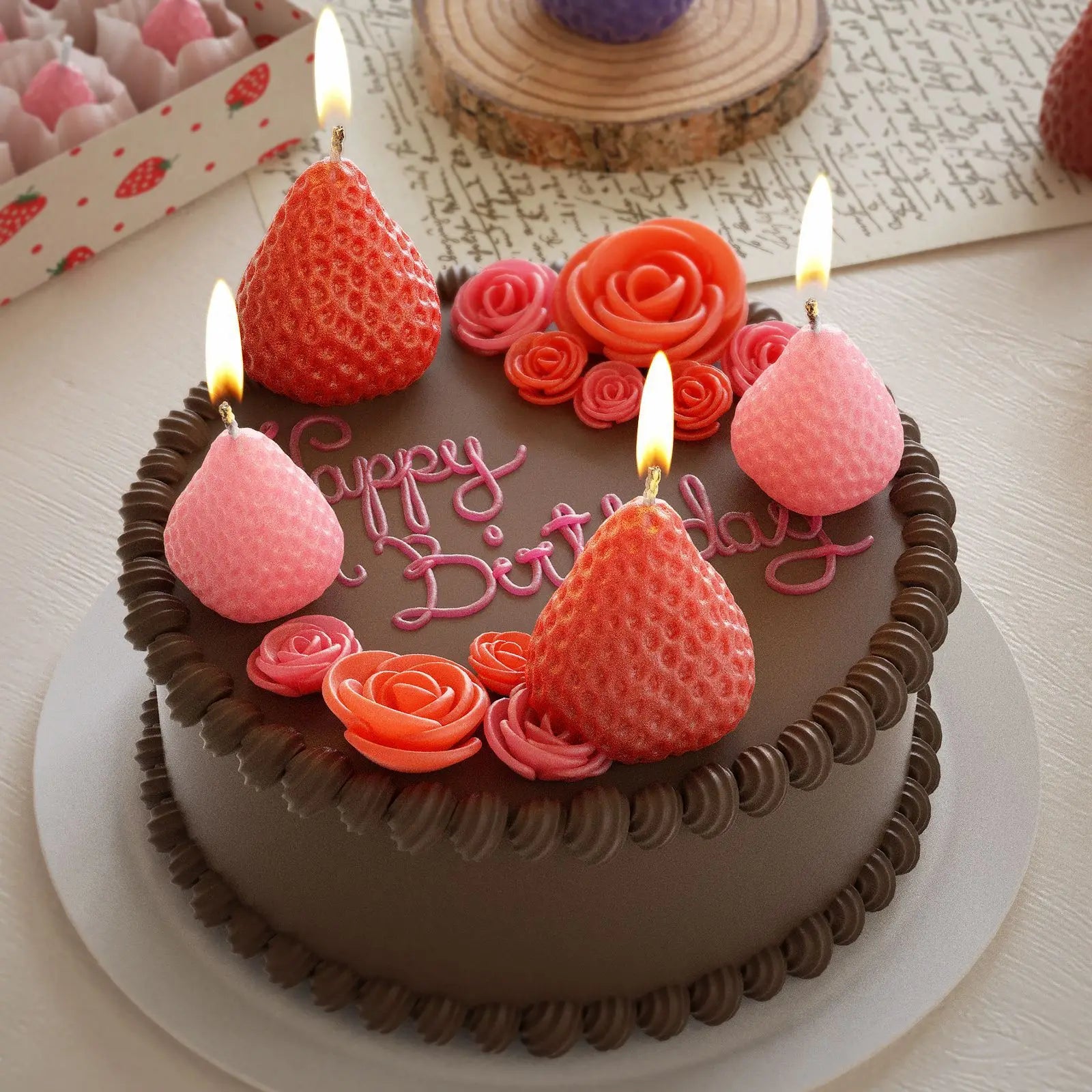 Strawberry Shaped Silicone Candle Mold 4PCS/1PC S/M/L