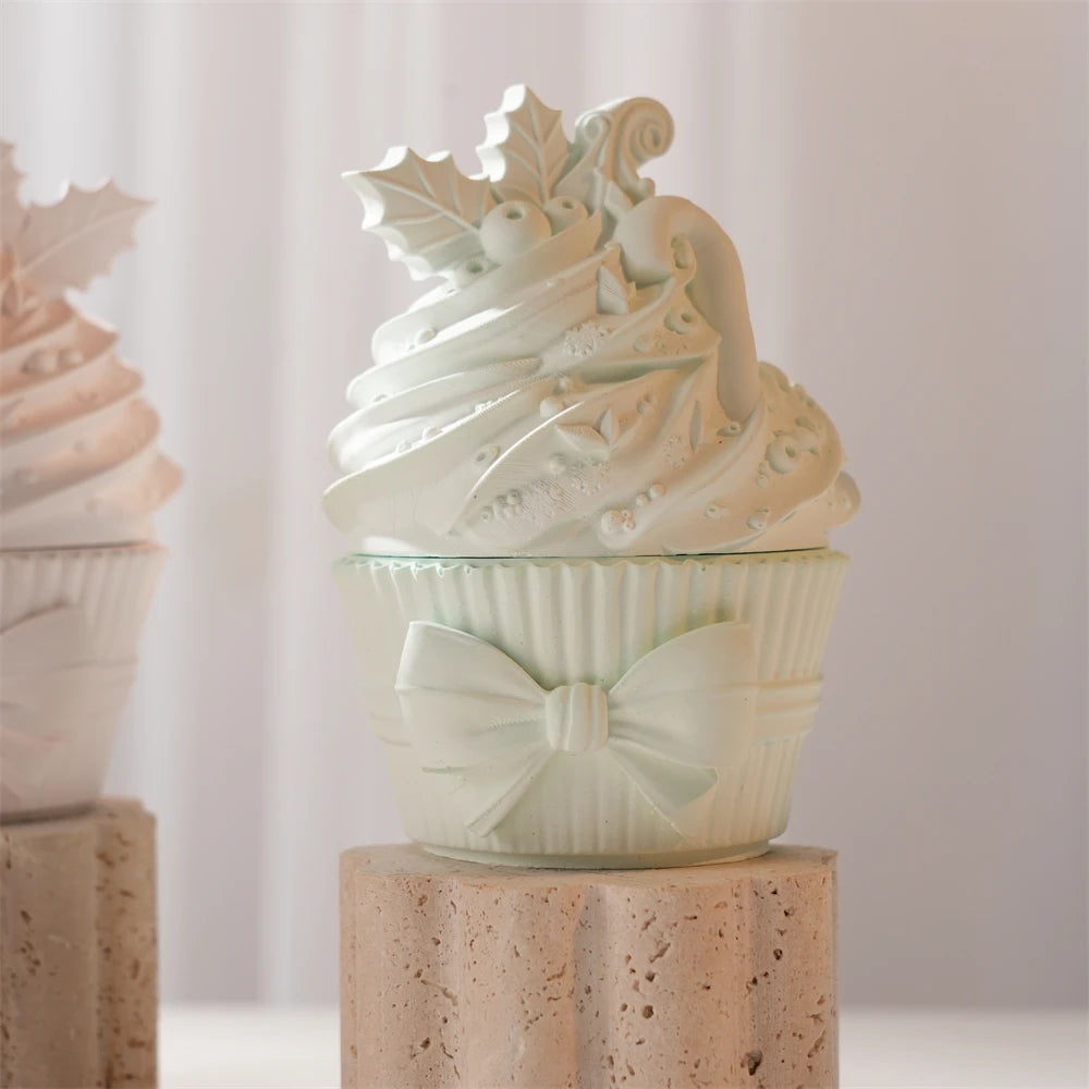 Christmas Cupcake Candle Holder Mold with Lid