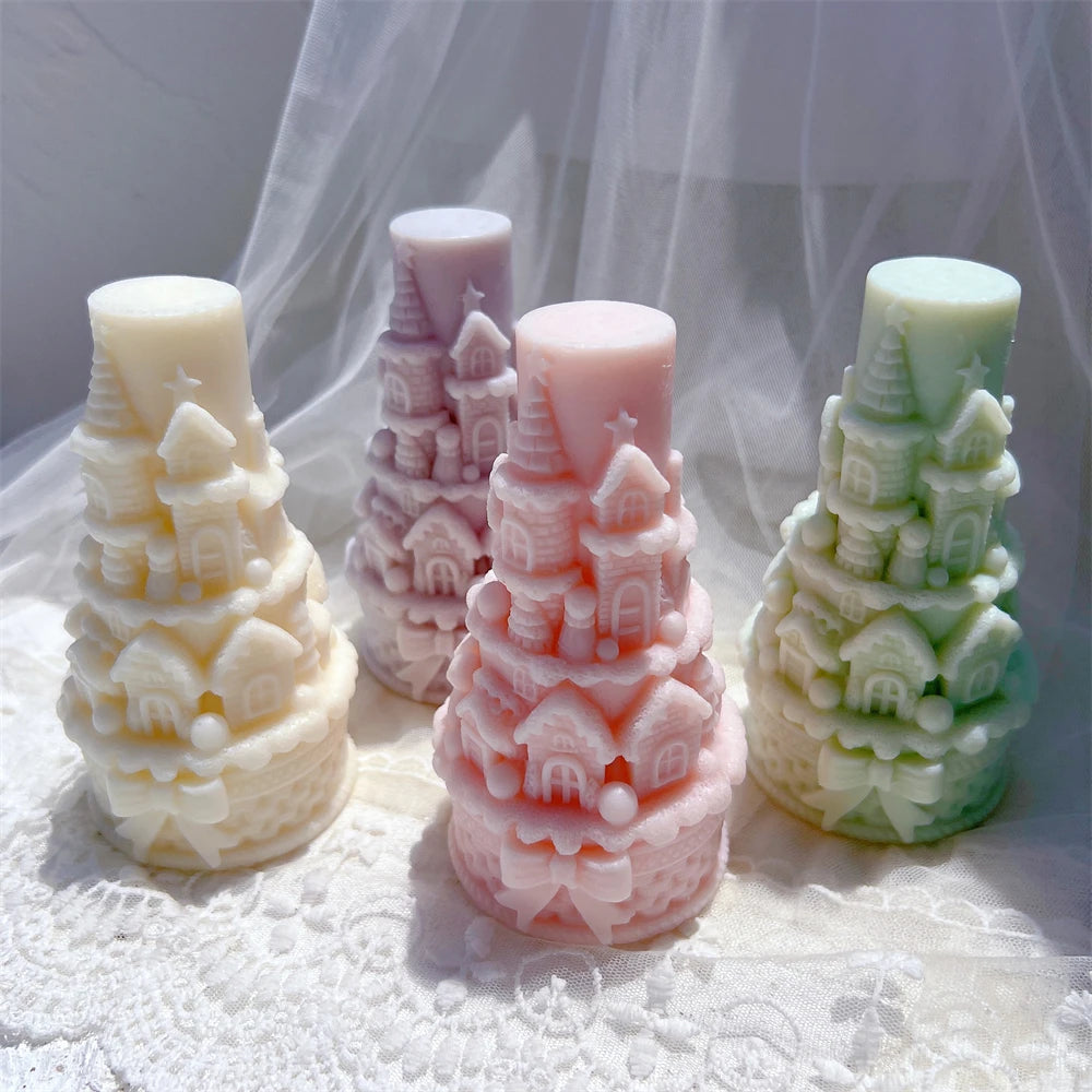 Bows Castle Christmas Silicone Candle Mold β Cake Design DIY Wax Mold