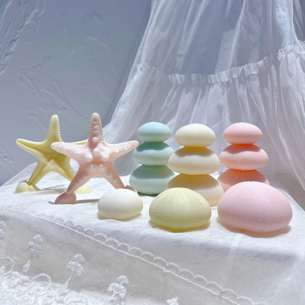 Starfish & Seashells Silicone Candle Mold – Coastal Theme Wax Mold