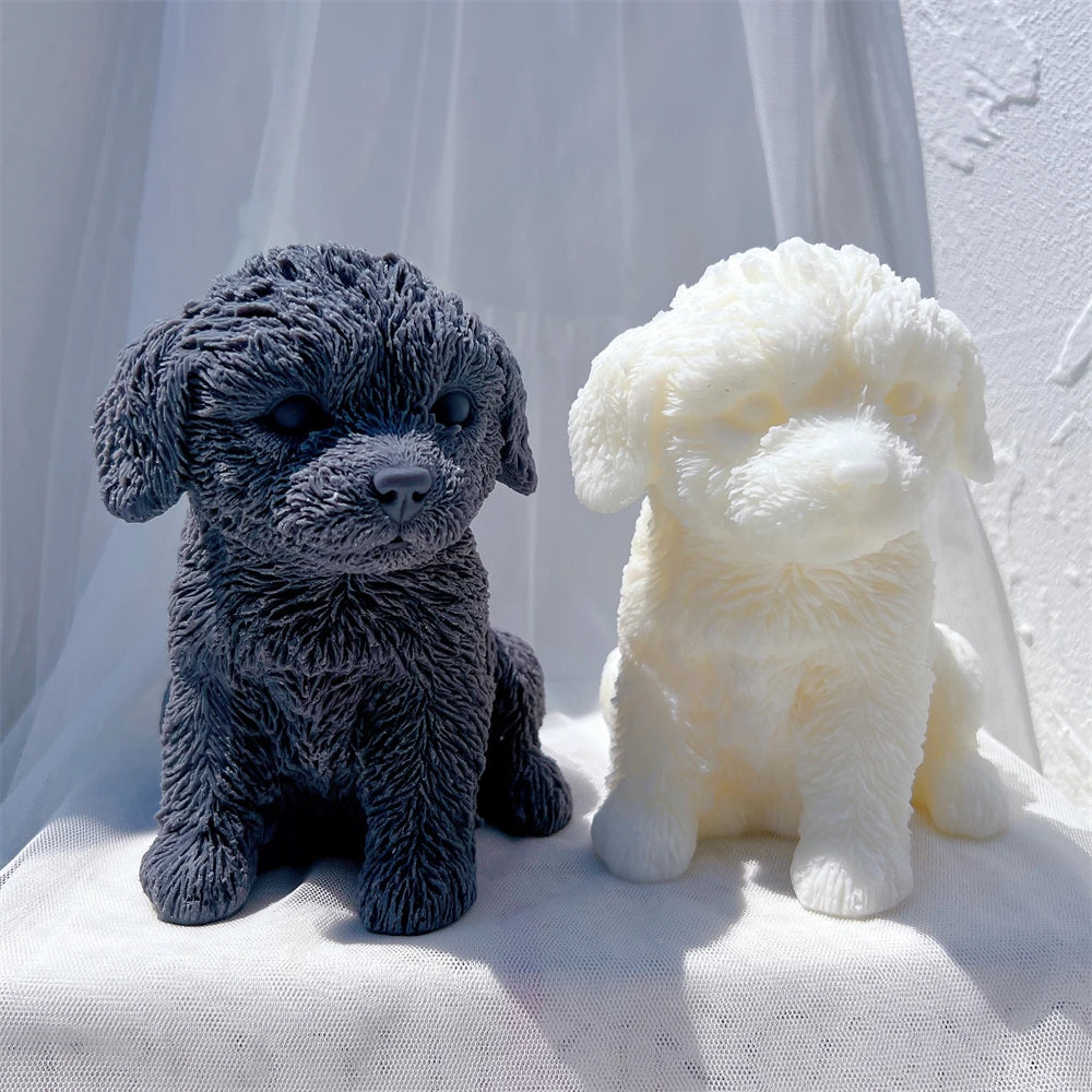 Cute Labradoodle Dog Silicone Candle Mold
