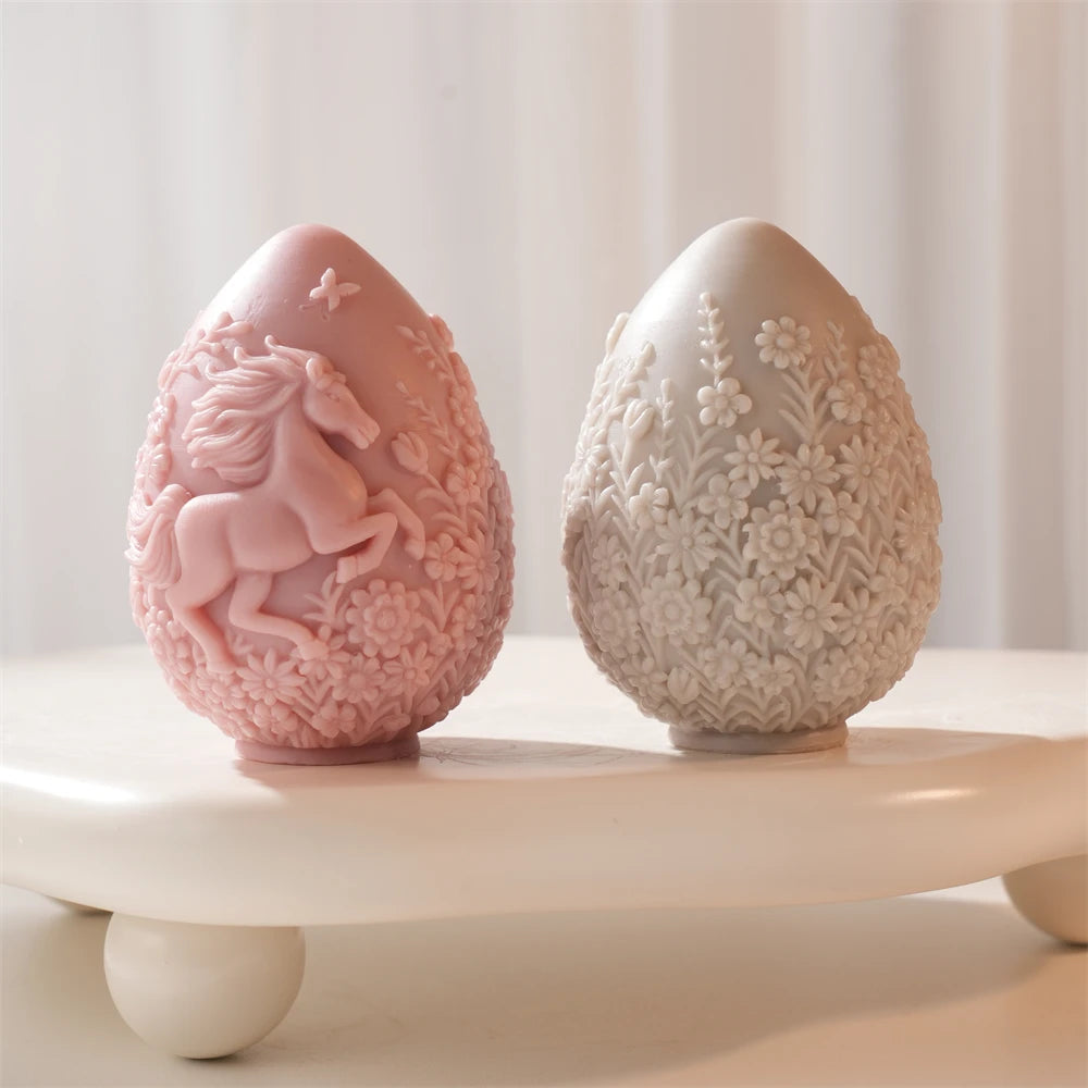 Horse Egg Candle Silicone Mold for Easter Decor