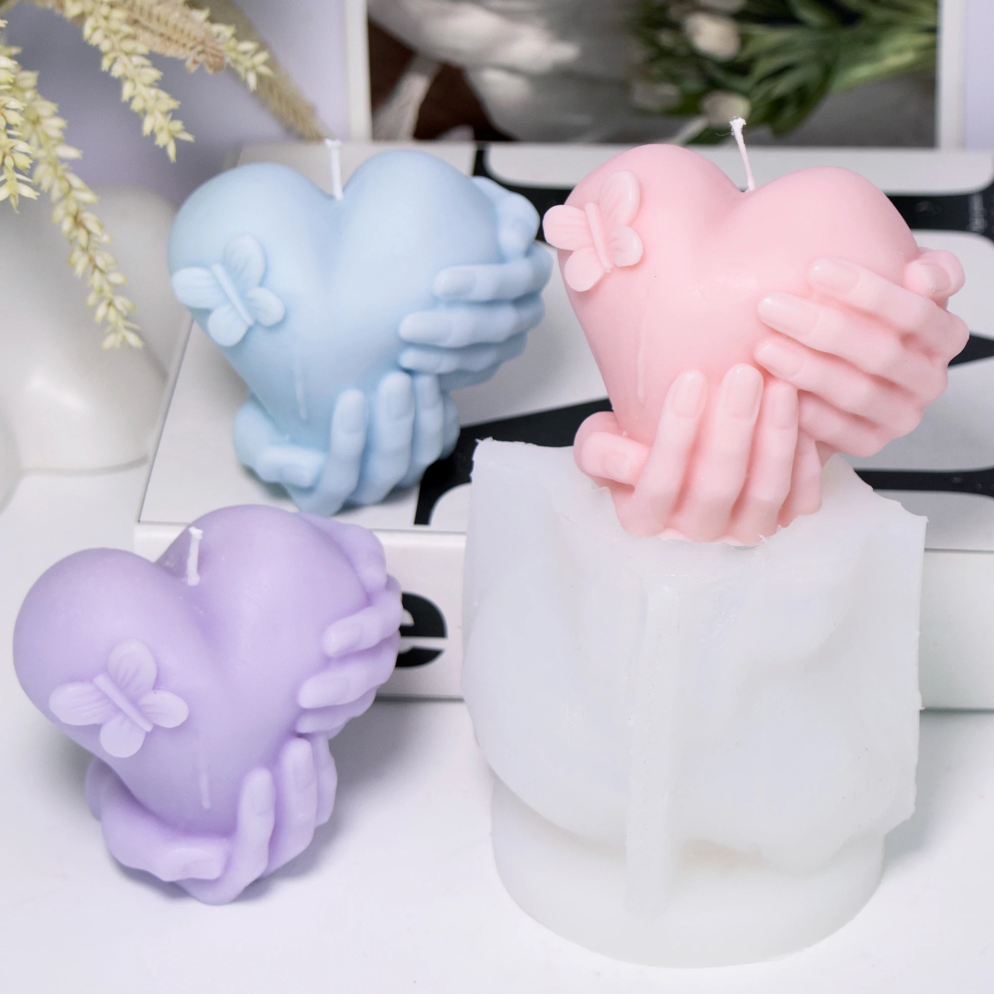 Holding Heart Hand Silicone Candle Mold