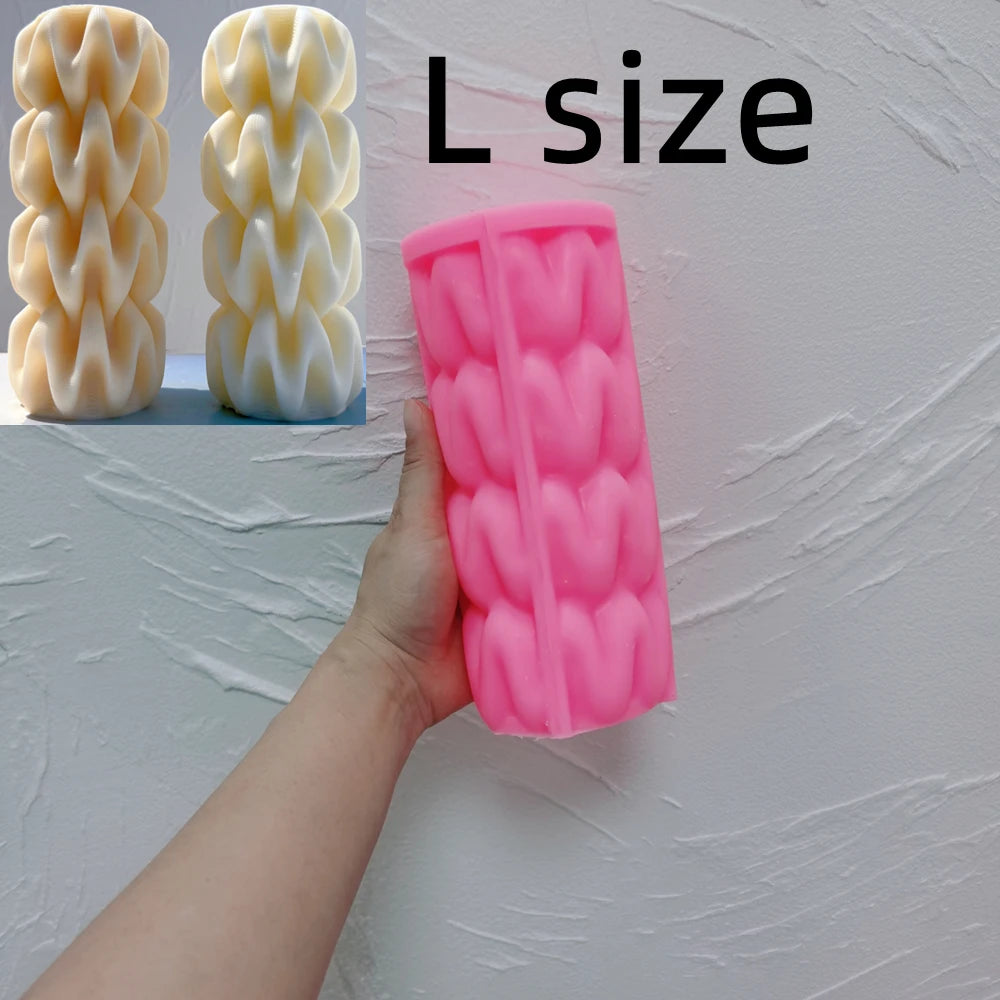 2 Sizes Wave Pillar Swirl Candle Mold