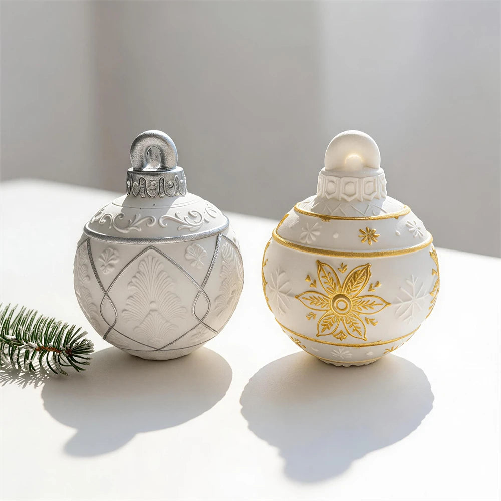 Snowflake Christmas ornament candle jar with decorative removable lid