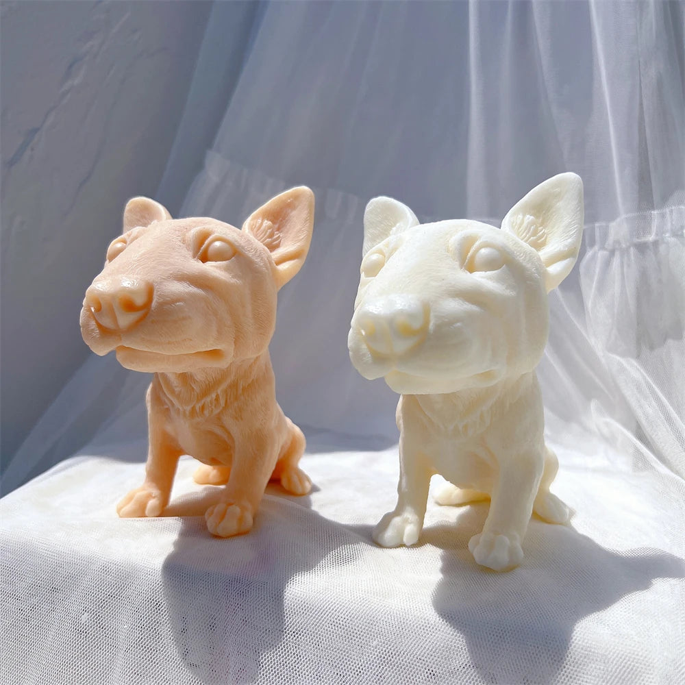 Bullhead Terrier Statue Candle Silicone Mold