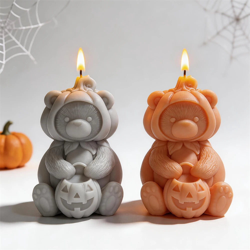Trick or Treat Pumpkin Bear Silicone Candle Mold