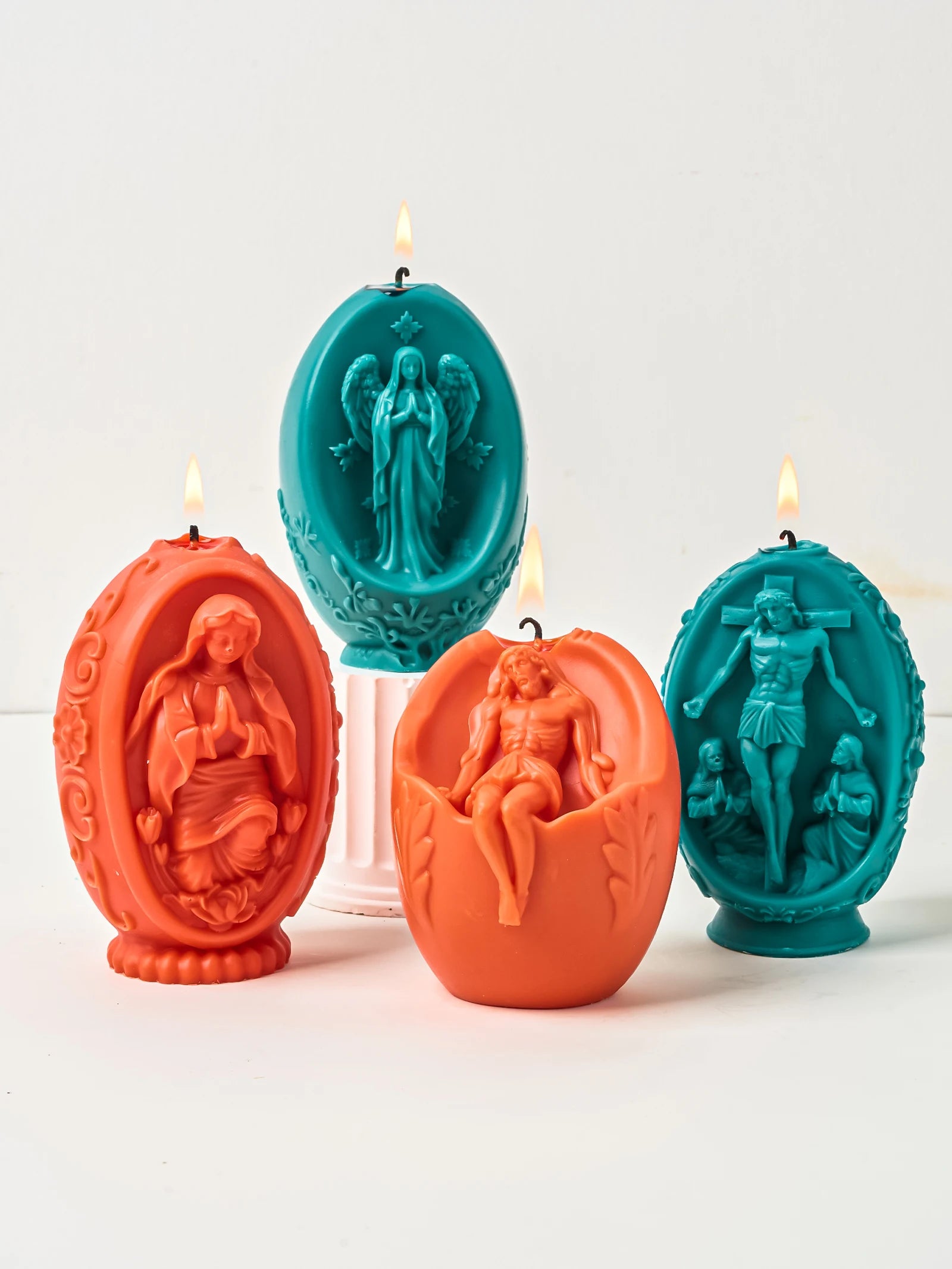 DIY 3D Jesus and Virgin Mary Easter Egg Silicone Candle Mold