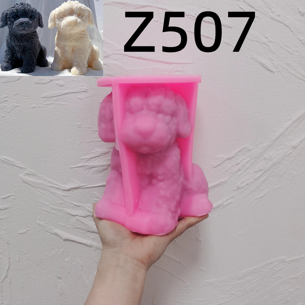 Cute Labradoodle Dog Silicone Candle Mold