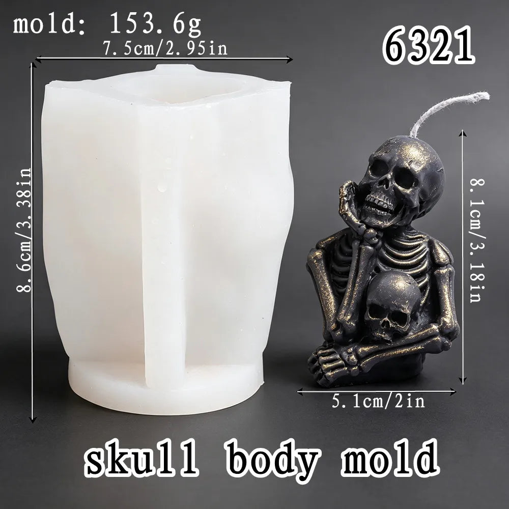 Skeleton candle sitting and holding a second human skull