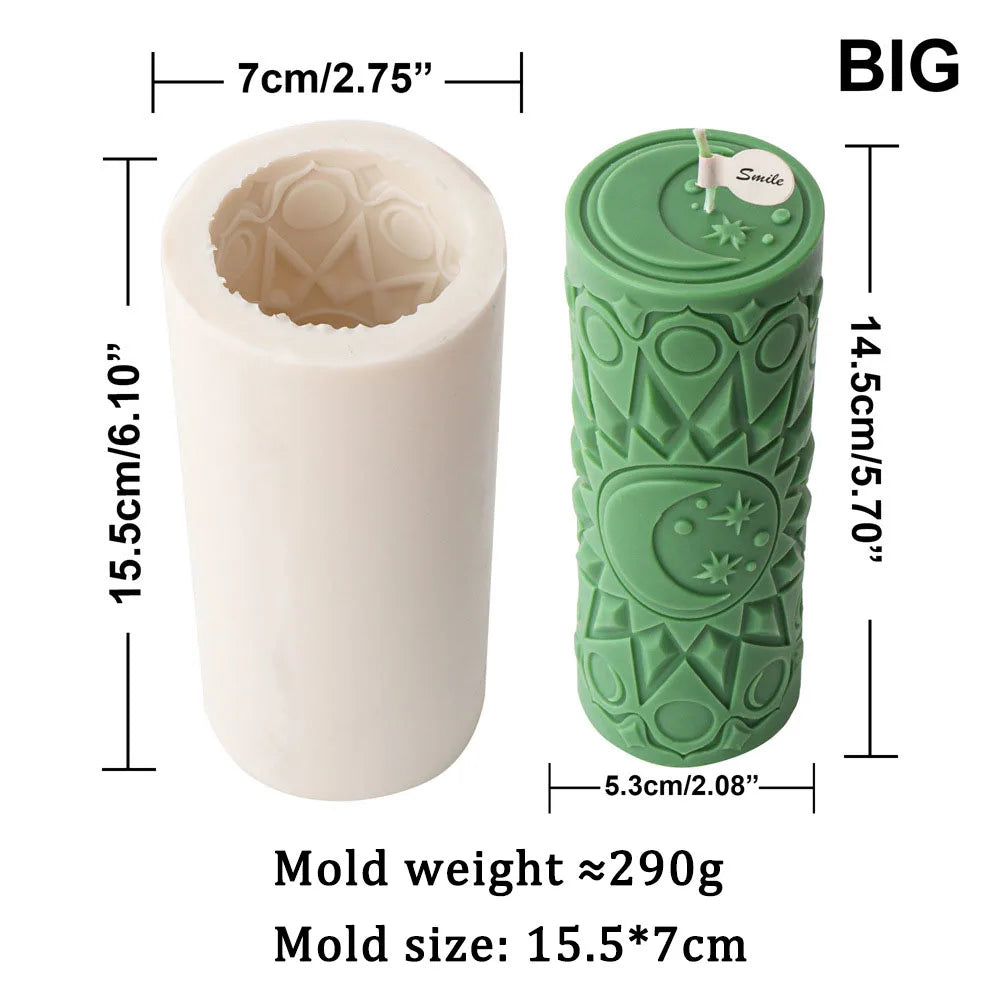 Cylinderical Relief Pattern Candle Mold Silicone