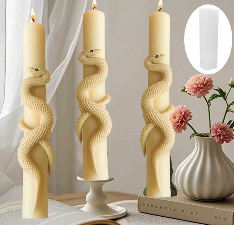 DIY Spiral Snake Relief Long Pole Candle Silicone Mold