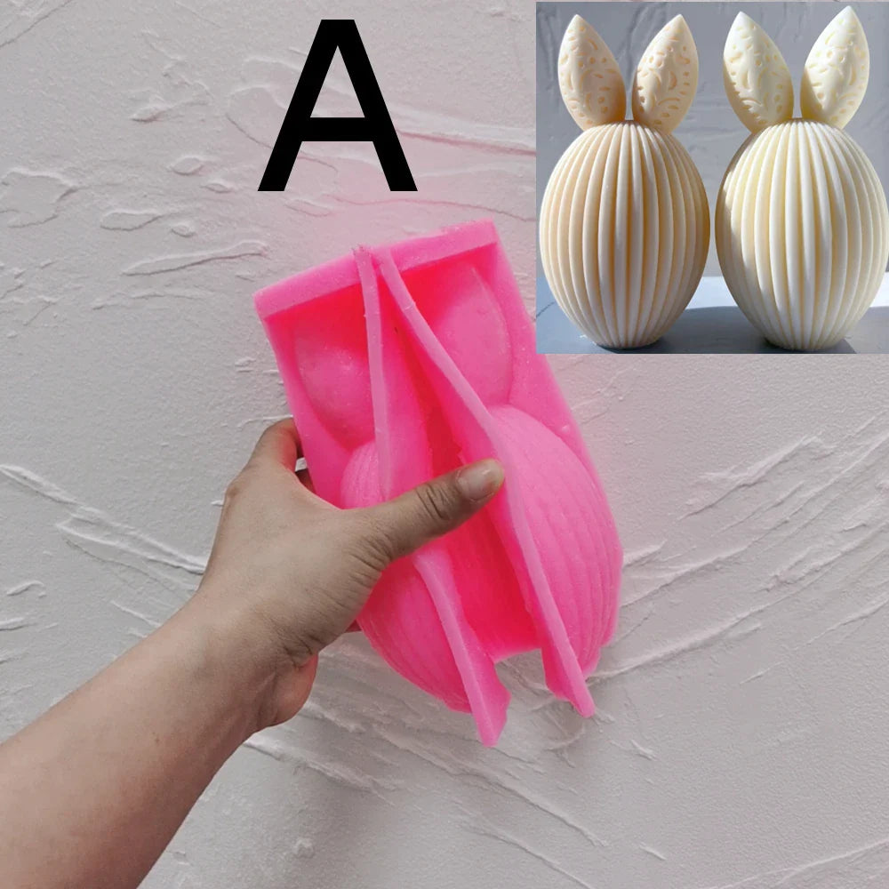 Ribbed Egg Rabbit Ear Candle Mold