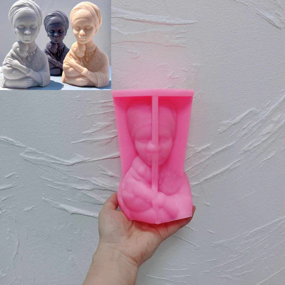 Afro Women Holding Baby Bust Candle Mold