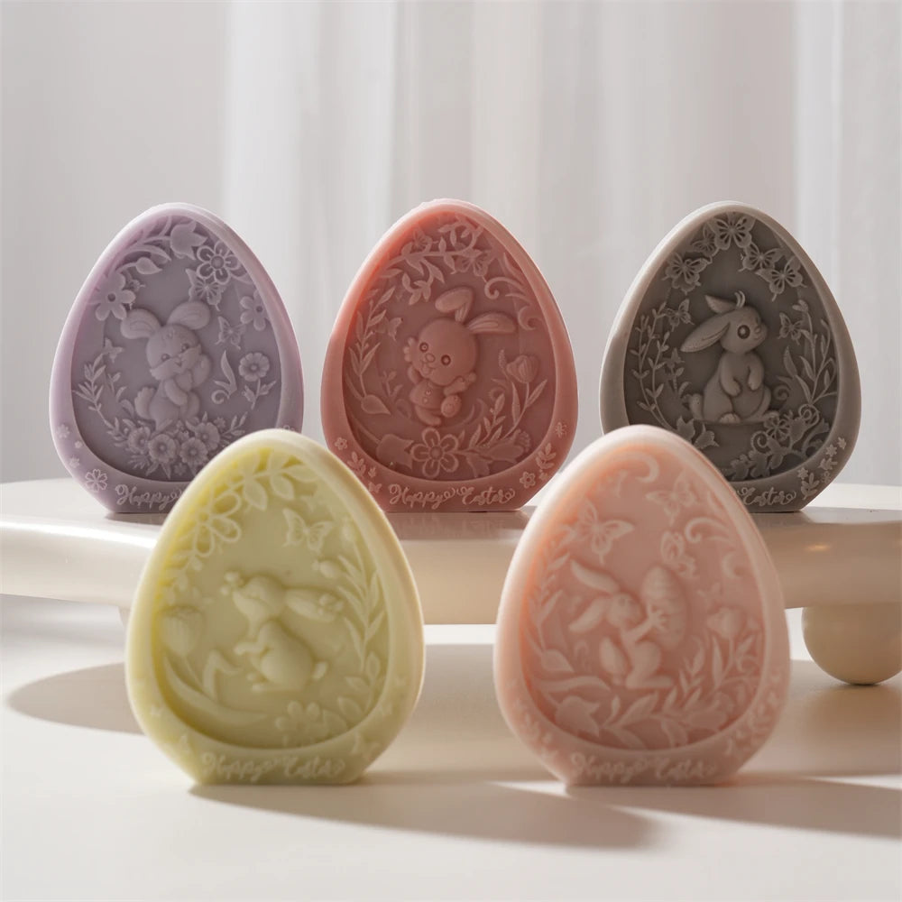 Egg-Shaped Bunny Silicone Candle Mold