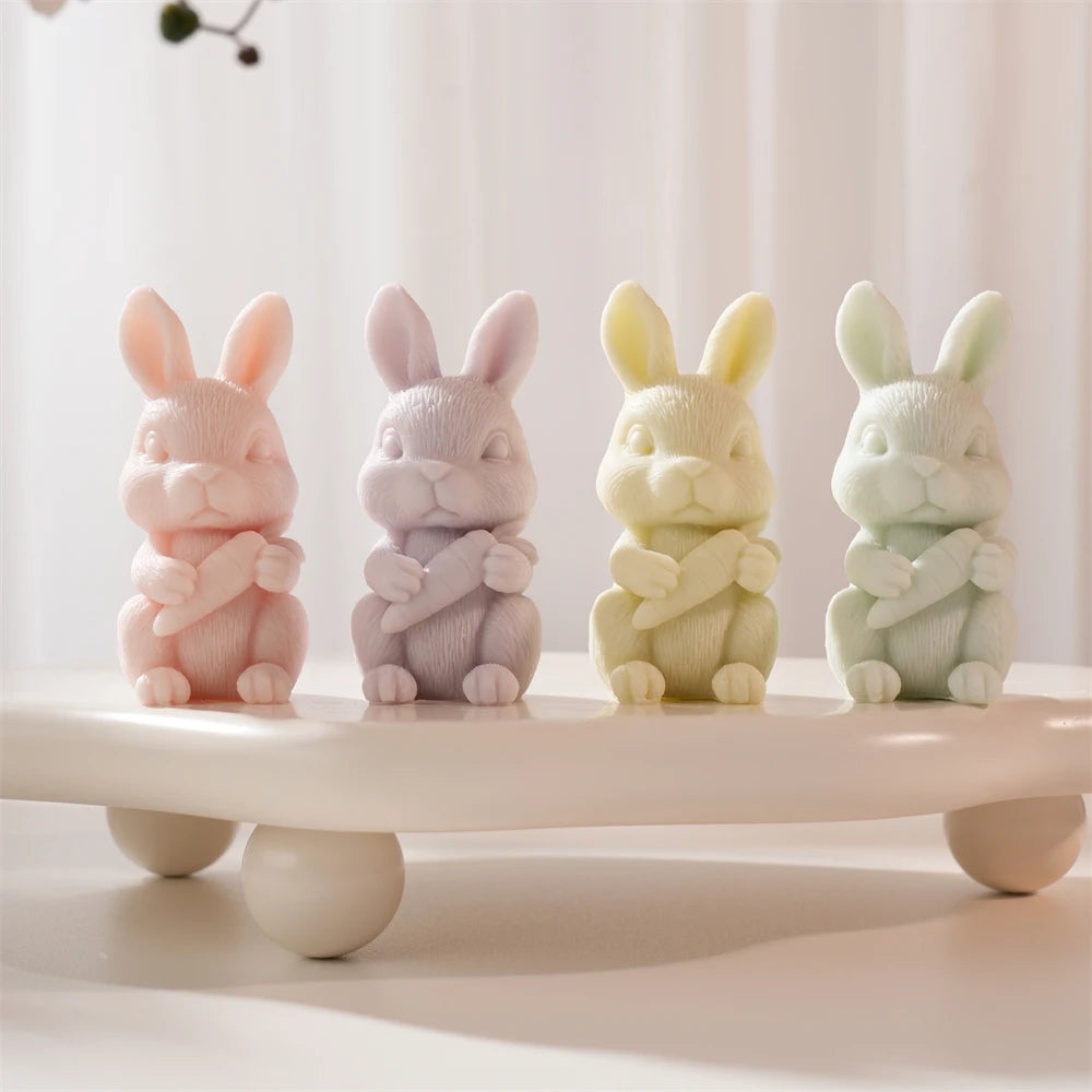 Easter Rabbit Holding Carrot Silicone Candle Mold