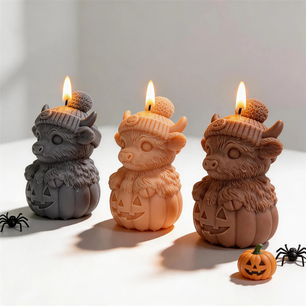 Highland Cow Pumpkin Silicone Candle Mold for Halloween