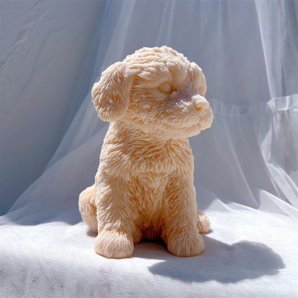 Cute Labradoodle Dog Silicone Candle Mold