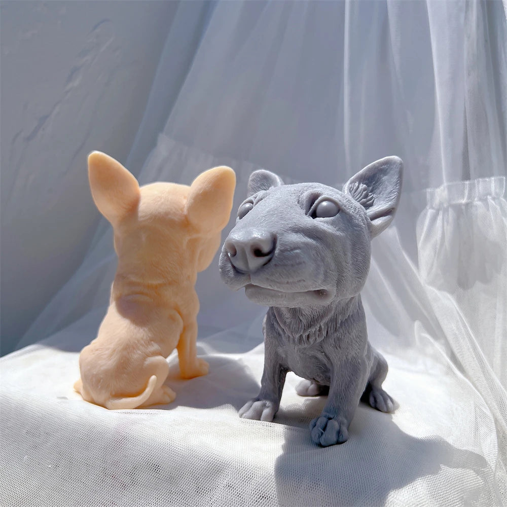 Bullhead Terrier Statue Candle Silicone Mold