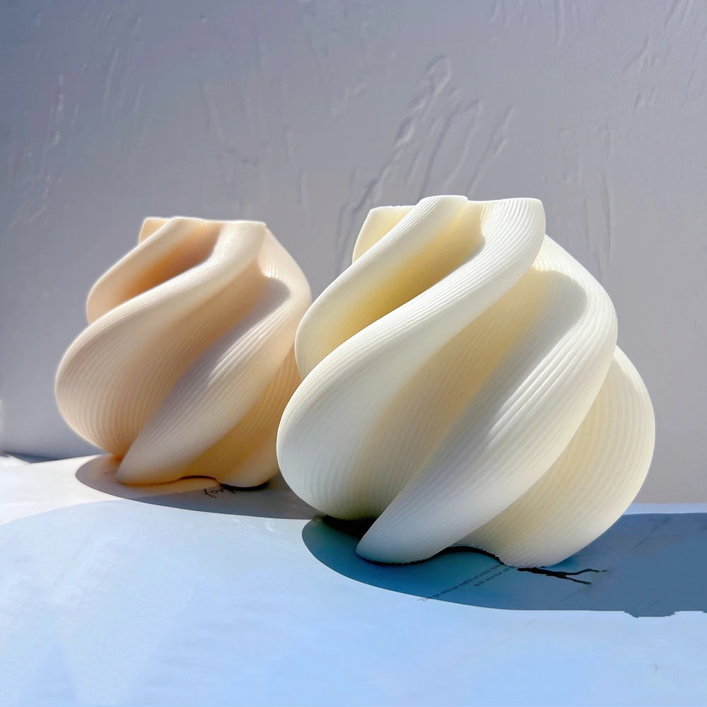 Big Size Geometric Wave Twirl Candle Mold