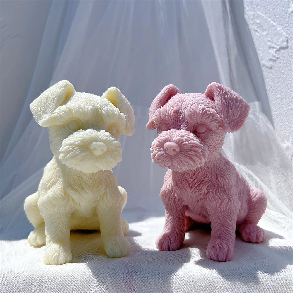 Schnauzer Puppy Figurine Silicone Candle Mold