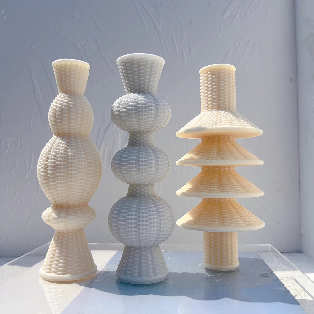 24CM Tall Weave Pillar Candle Mold