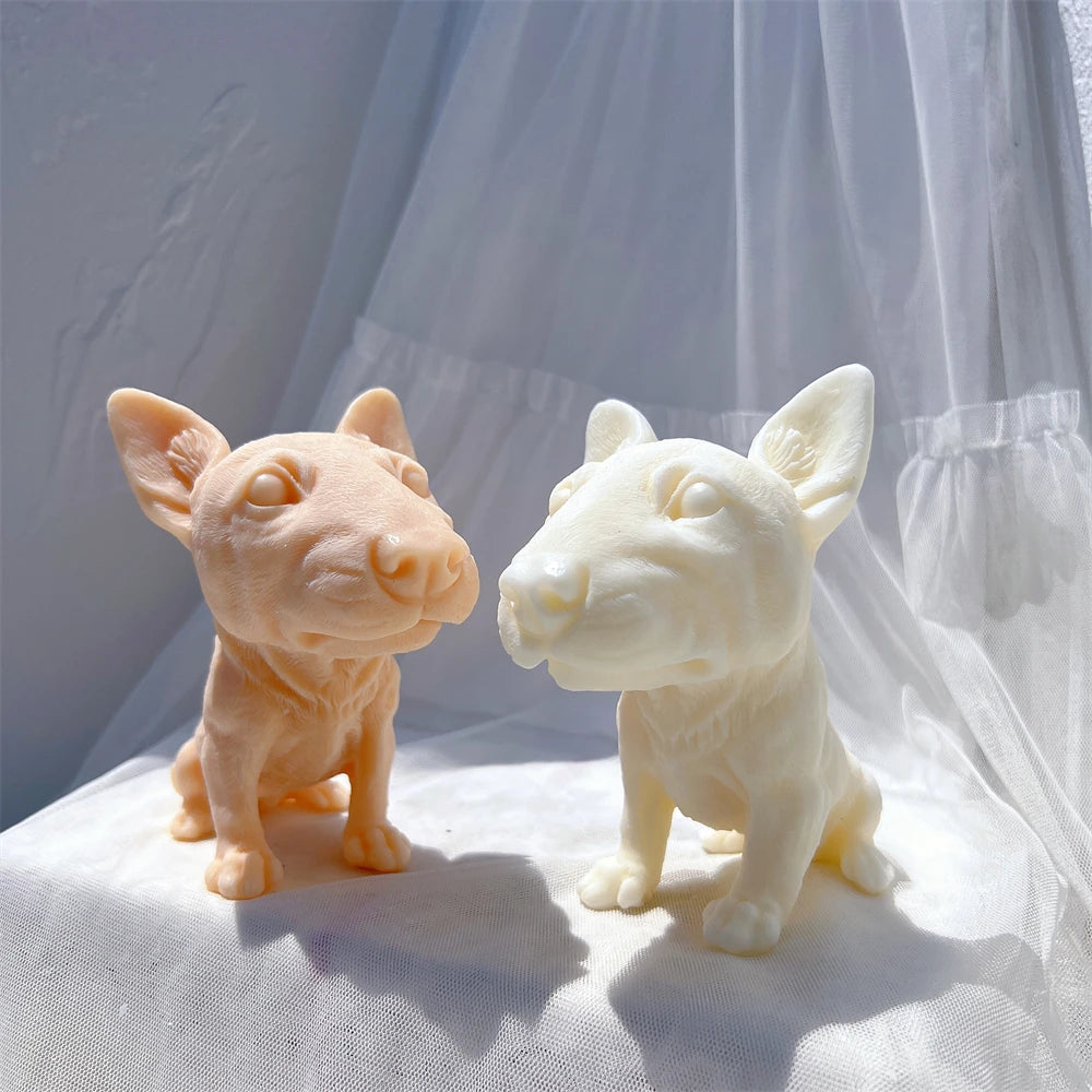 Bullhead Terrier Statue Candle Silicone Mold