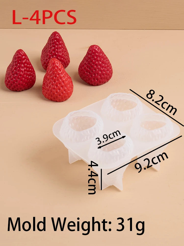 Strawberry Shaped Silicone Candle Mold 4PCS/1PC S/M/L