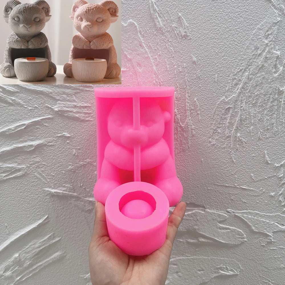 Hollow Sheep Silicone Candle Mold for Tea Light Holders