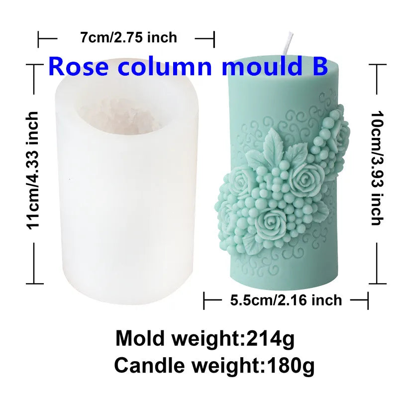 Rose Column Candle Silicone Mold