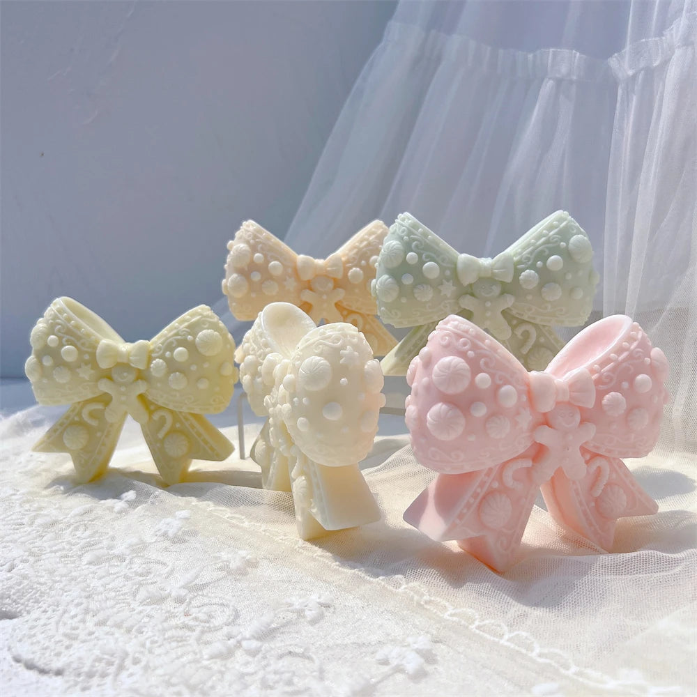 Gingerbread Christmas Bowknot Silicone Candle Mold