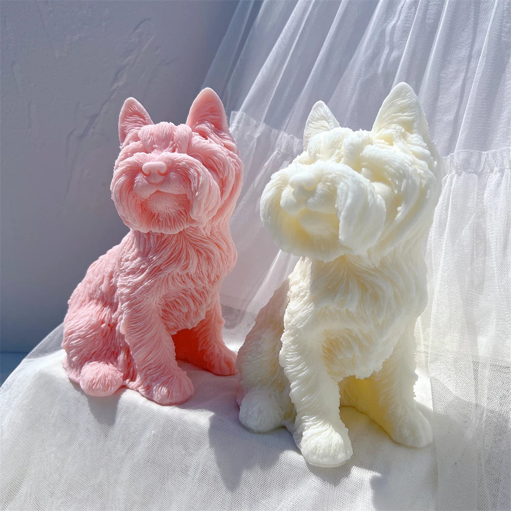 Yorkshire Terrier Dog Statue Candle Silicone Mold