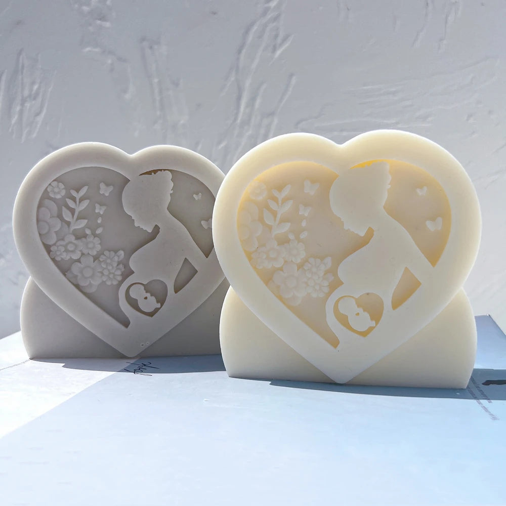 Heart Shaped Figurine Mother Candle Mold