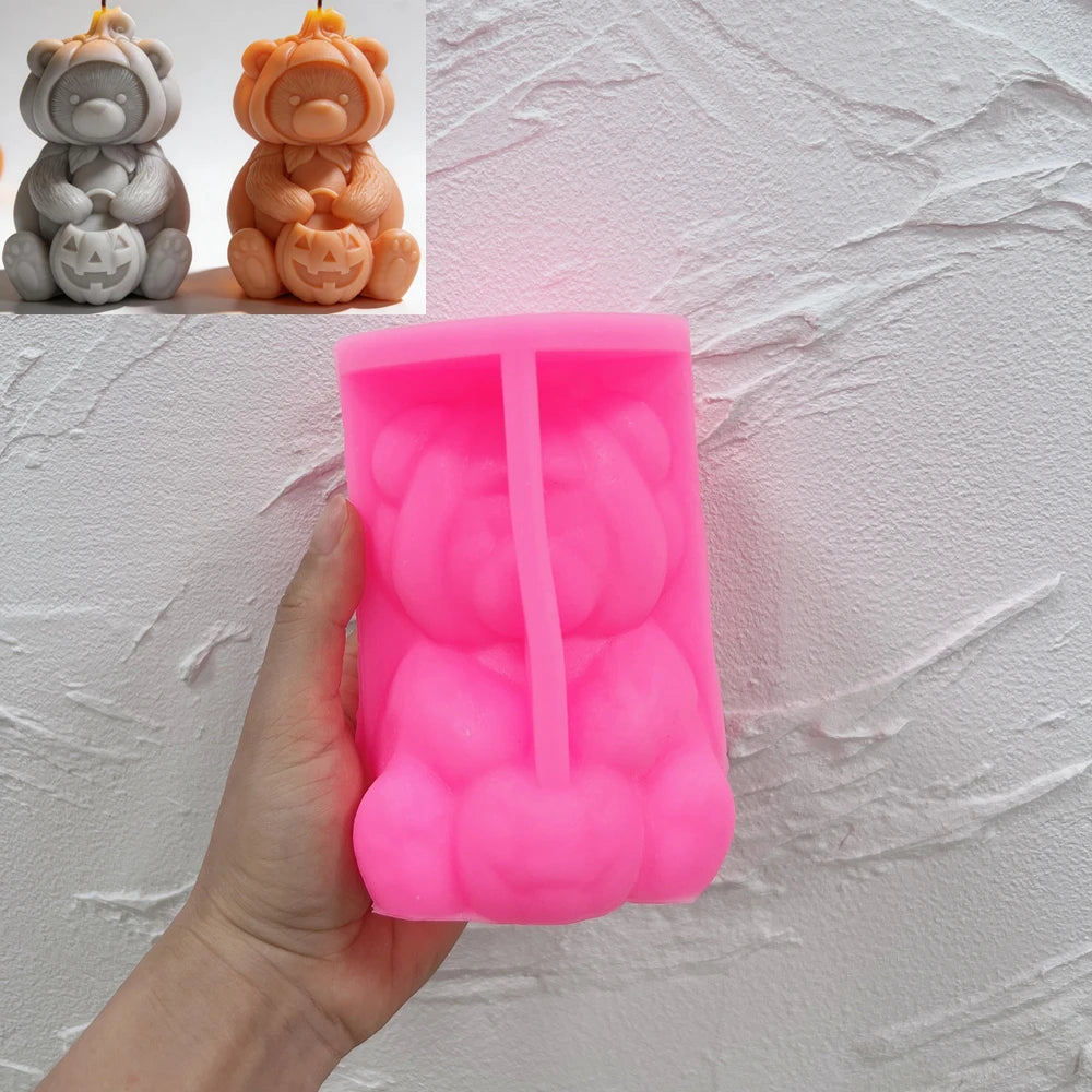 Trick or Treat Pumpkin Bear Silicone Candle Mold