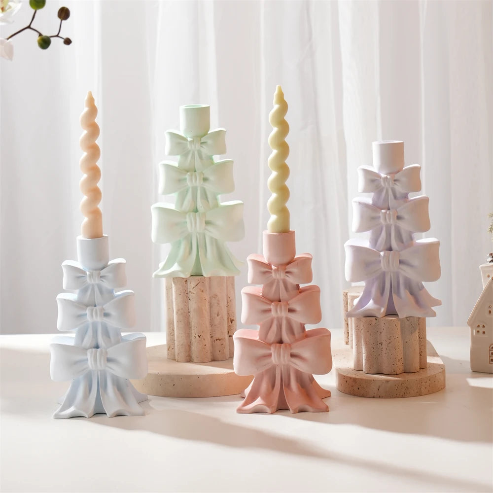 Christmas Bowknot Tree Candle Holder Silicone Mold