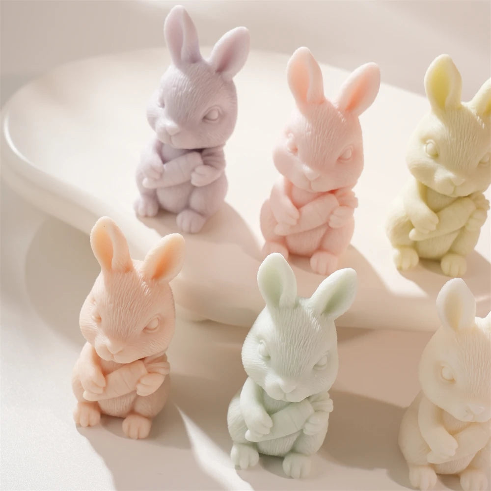 Easter Rabbit Holding Carrot Silicone Candle Mold