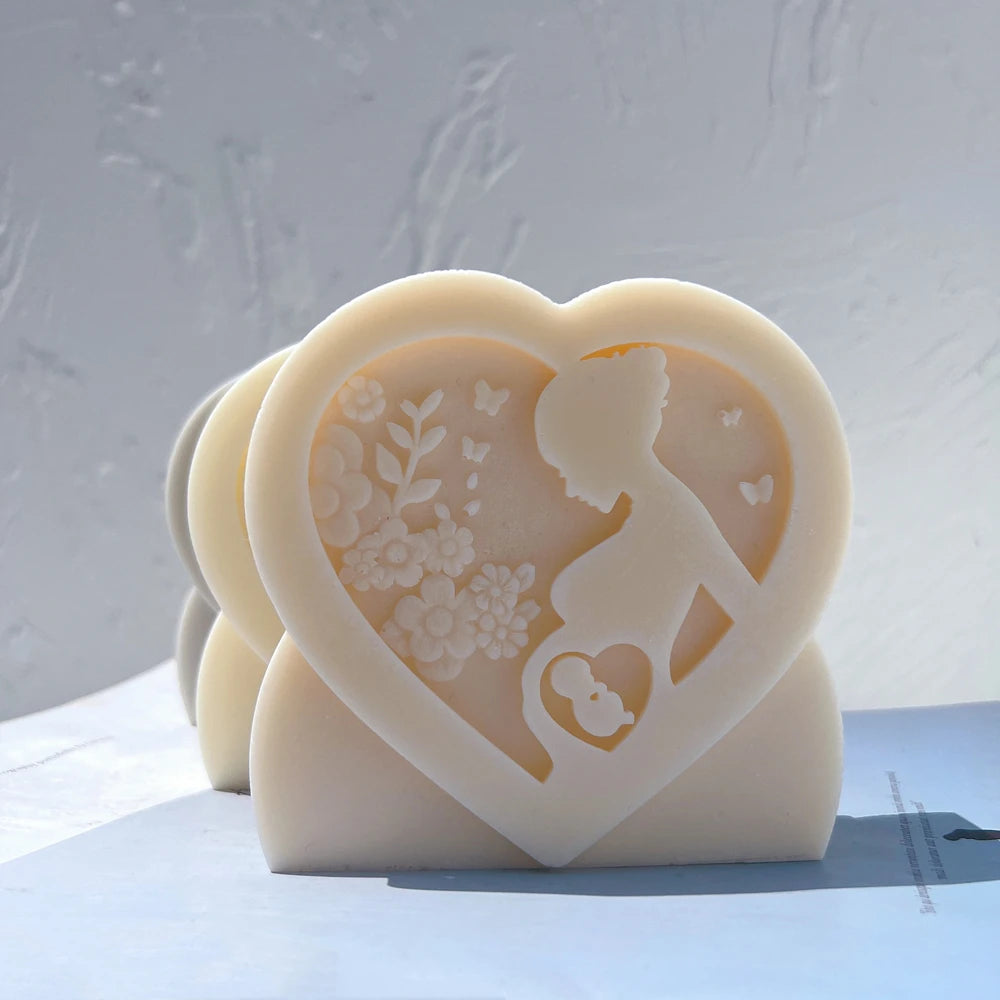 Heart Shaped Figurine Mother Candle Mold