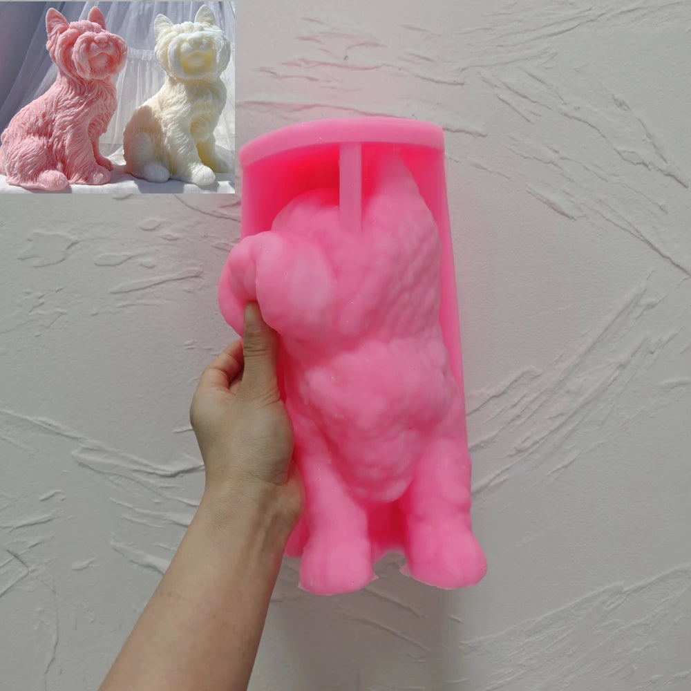 Yorkshire Terrier Dog Statue Candle Silicone Mold