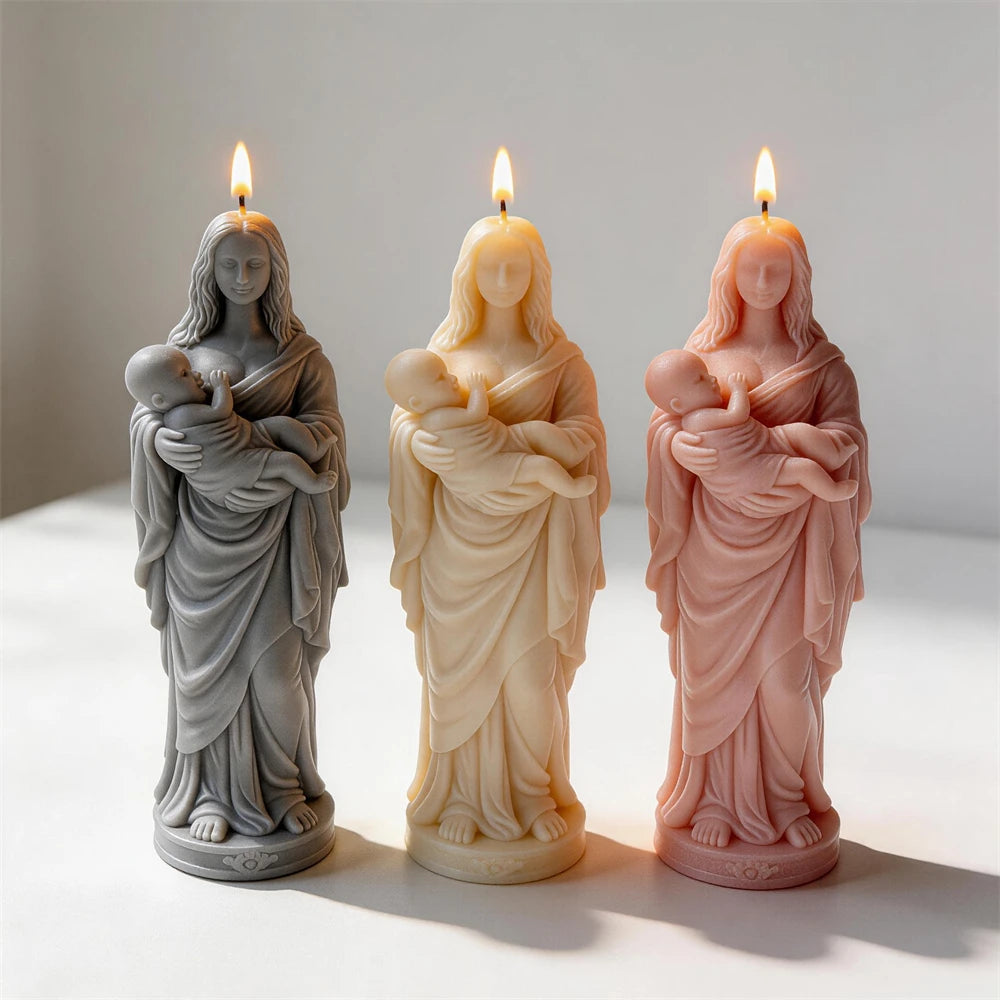 Woman and Baby Statue Silicone Candle Mold